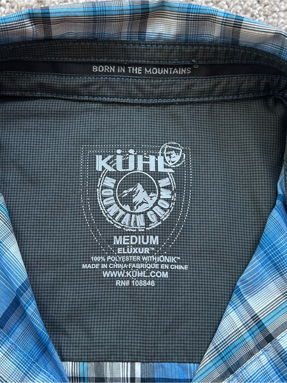 KUHL Eluxur Performance Shirt Mens Medium Blue Plaid Snap Button Hiking Gorpcore - Picture 8 of 9